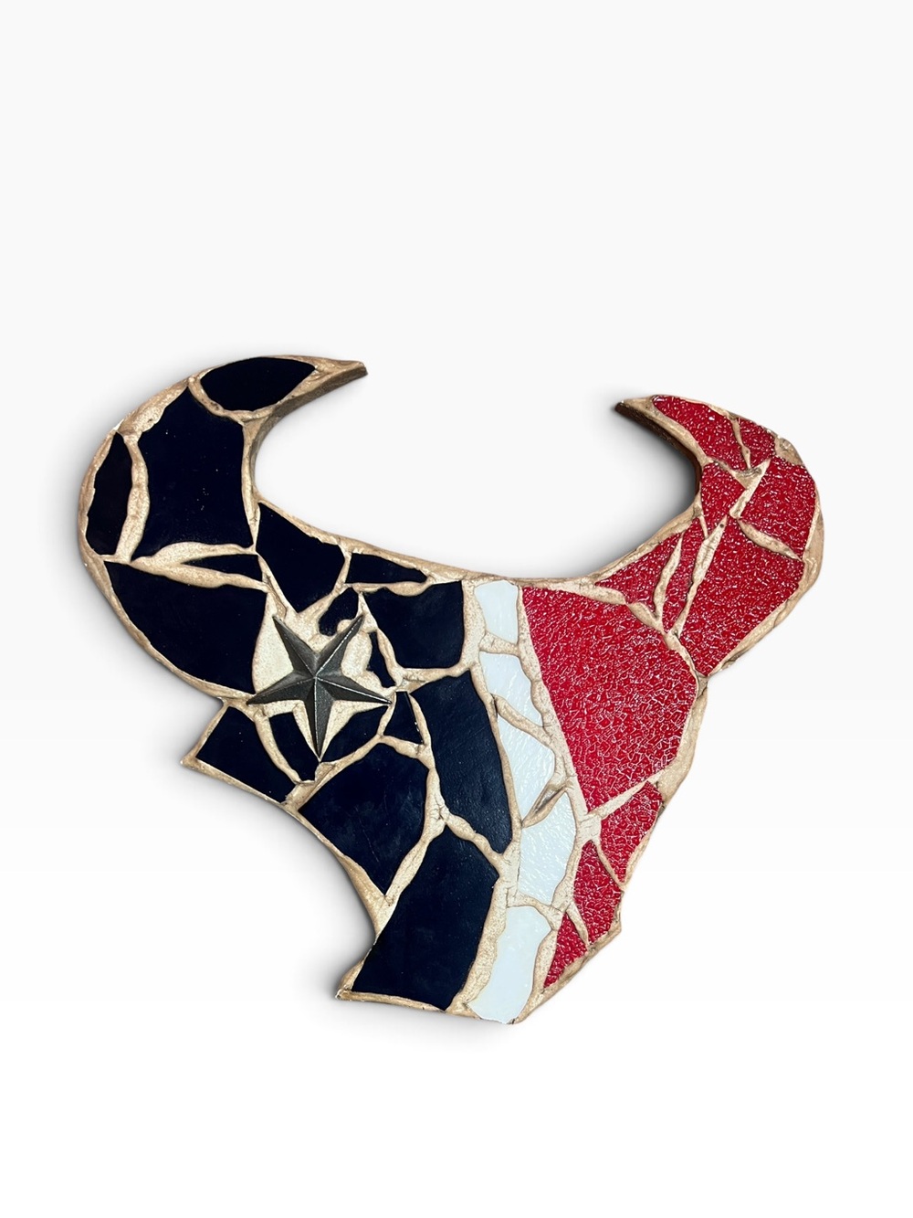 Custom Made NFL Houston Texans Toro Mosaic  Wall Art 16” x 14” x .05”